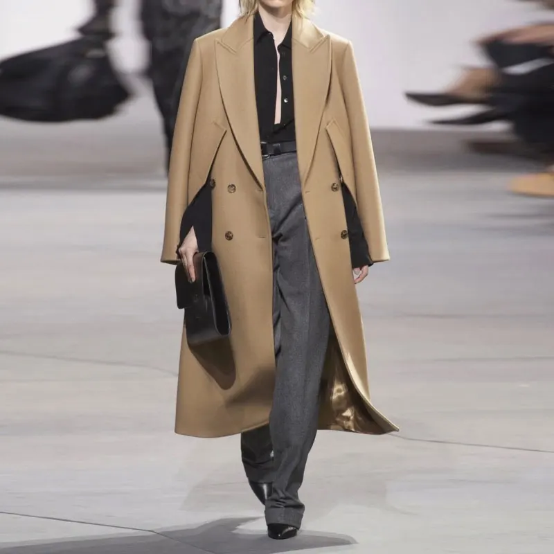 Beste Nieuwe Mode 2020 Vrouwen Vallen Winter Overjas Kameel Eenvoudige Wol Turkse Maxi Lange Jas Slim Casacos Femininos