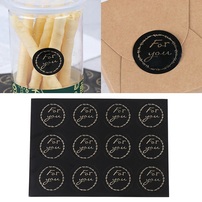 10pcs/lot Round  For you bronzing Black Handmade Cake Packaging Sealing Label Sticker Baking DIY Party Gift Box Stickers