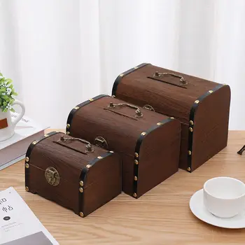 

Retro Creative Wooden Money Box Large Fashion Savings Tank Deposit Metal Coin Wallet Dispensador De Monedas Home Decor GG50cq