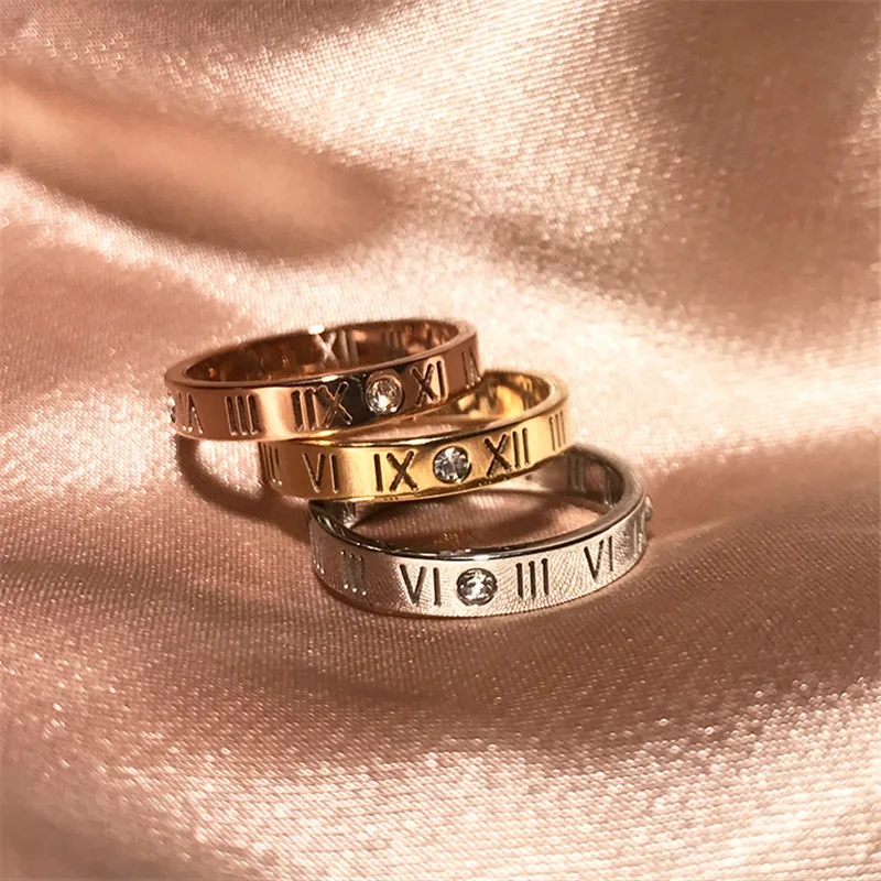 YUN RUO Fashion Zircon Roman Number Couple Ring Rose Gold Color Woman Gift Titanium Steel Jewelry Not Change Color Drop Shipping - Image 2