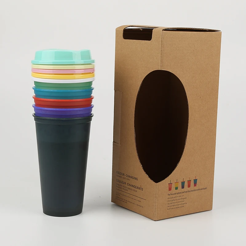 5PCSBoxCoffeeTumblersWithLidHotColorChangingCup473mlSimple