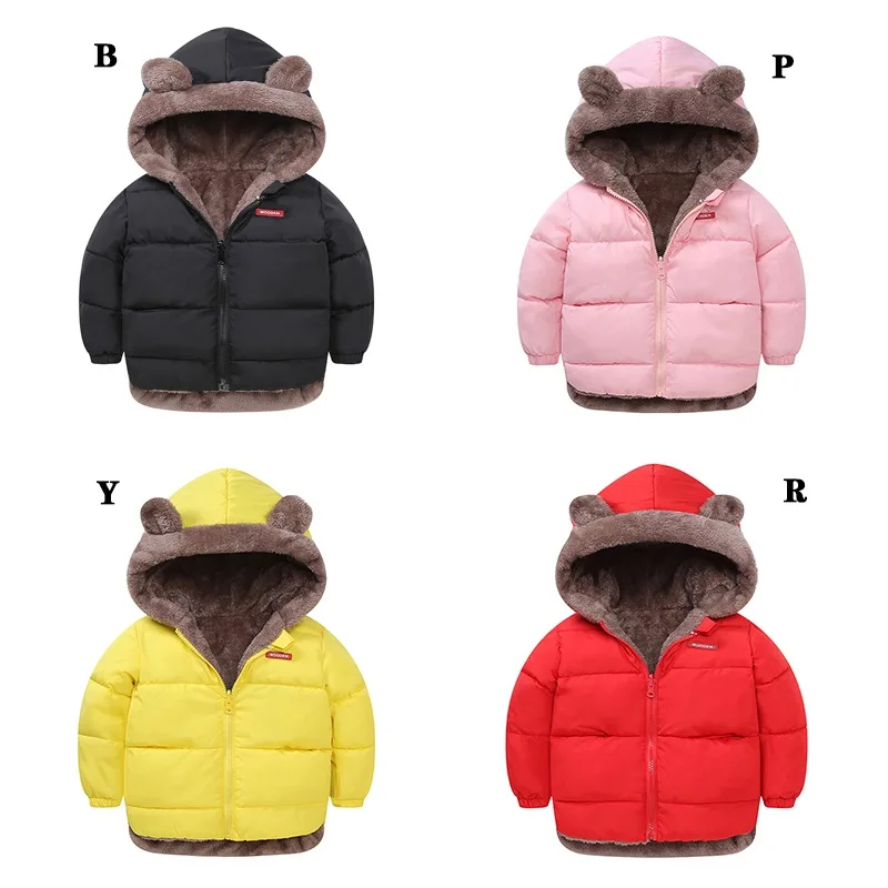 

Children\\'s Down Coat Baby Girl Baby Boy Hooded Down Jackets Casual Solid Color Windproof And Warm Thickening