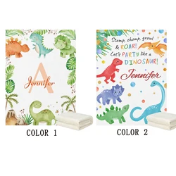 LVYZIHO – couverture en flanelle pour bébé, motif aquarelle, mignon, dinosaure, vert, 30x40 / 48x60 / 60x80 pouces 