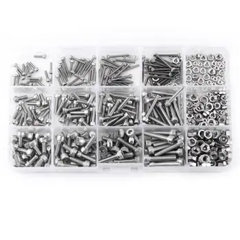 

HTHL-480pcs M2 M3 M4 Hex Socket Screws Set Stainless Steel Hex Socket Cap Head Nuts Repair Tool