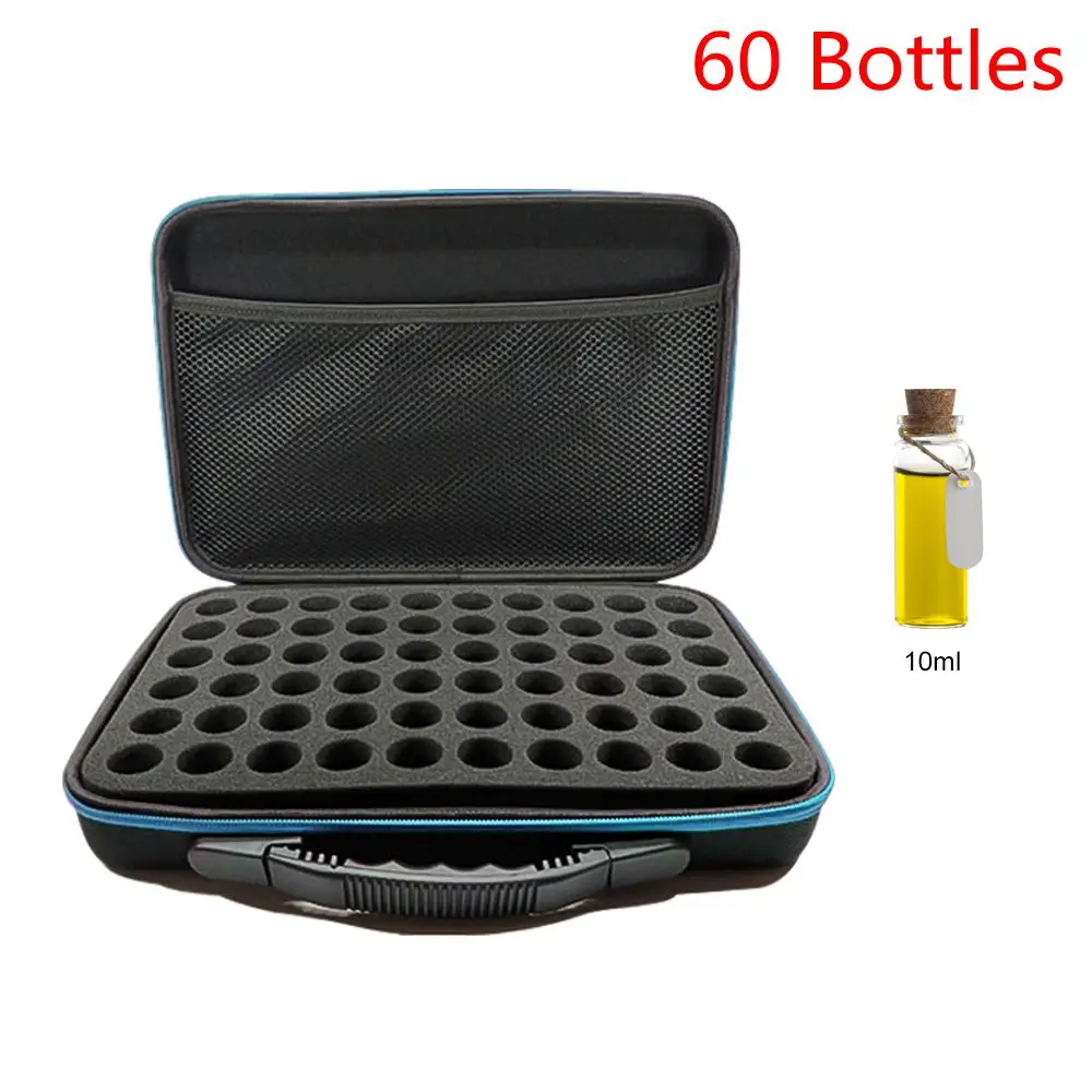60 бутылок Эфирное чехол для переноски держатель 5/10/15 мл для масел, лака для ногтей, органайзер, хранилище, сумочка, сумка для путешествий Портативный молнии ящик для хранения - Цвет: 32x22.5x9cm Blue