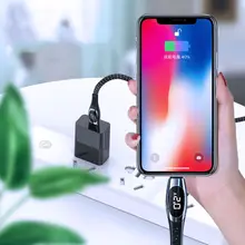 Дешевые 2 метра кабель для передачи данных напряжение/ток дисплей 2A Быстрая зарядка цинковый сплав оплетенный шнур электропитания для Apple IPhone аксессуары