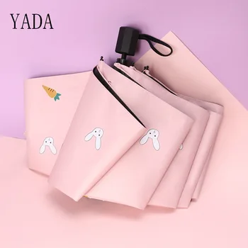 

YADA Cartoon Rabbit Umbrellas Rain uv Three Folding Umbrella For Children's Gift Women Windproof Anime Umbrellas Female YS200010