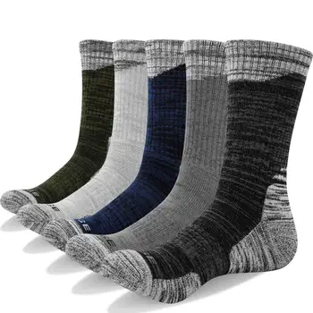 

Men's 5 Pairs Cushion Cotton Crew Socks Outdoor Hiking Walking Backpacking Trekking Athletic Sports Socks