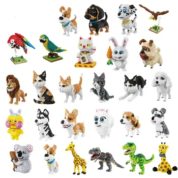

Pets Animals Diamond Building Blocks Cute Cartoon Dogs Cats Dinosaur Anime Figures Model DIY Kit Bricks Educational Toys