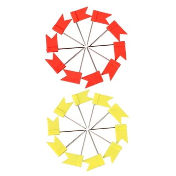 

200Pcs Flag Shape Map Pins Cork Notice Board Drawing Pins Push Pin - 100Pcs Red & 100Pcs Yellow