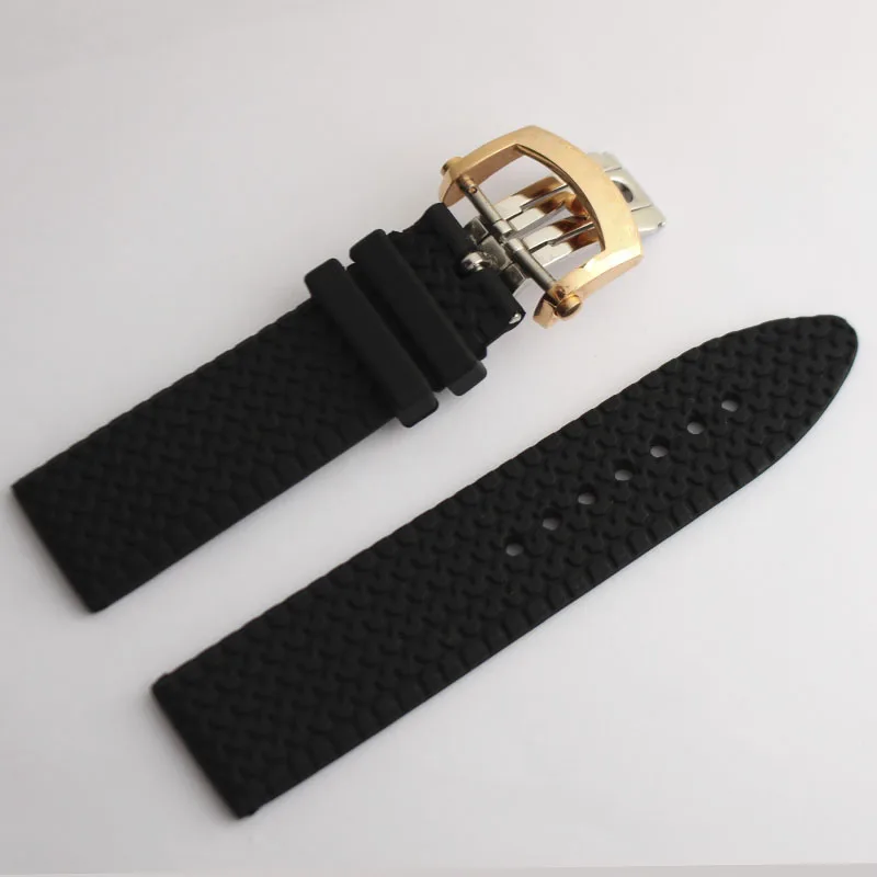 Черный силиконовый резиновый ремешок для часов(подходит) Chopard(23 мм