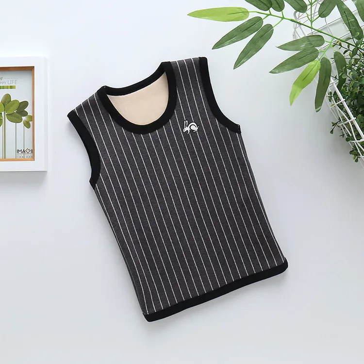 Black Stripes Мягкий вельветовый теплый детский жилет милые для мальчиков и девочек, одежда в полоску с рисунком динозавра, кролика, утки, Детский жилет - Цвет: Black Stripes