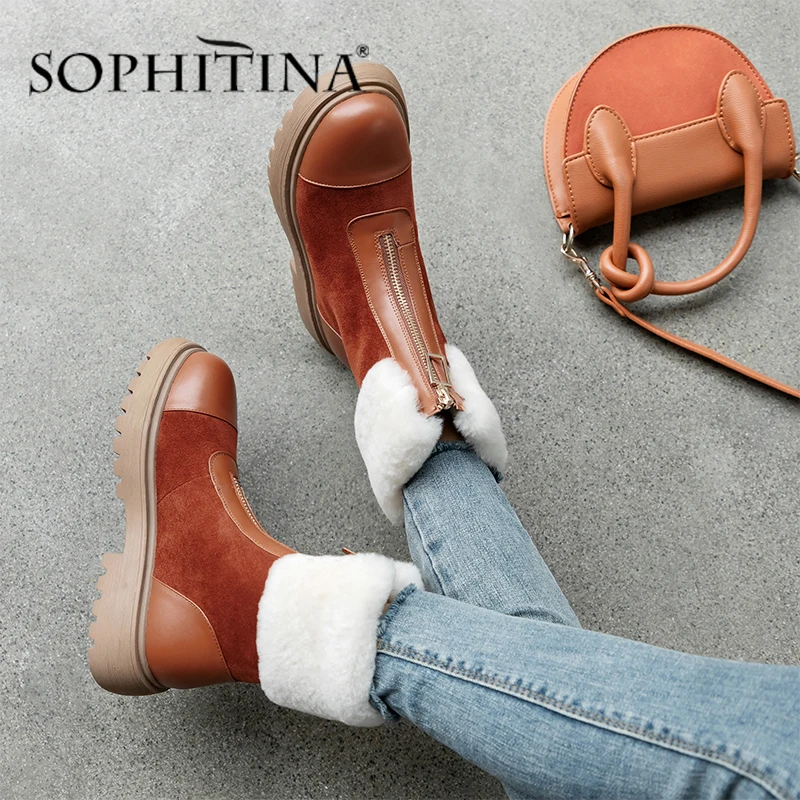 SOPHITINA/женские шерстяные ботинки Высококачественная удобная обувь из натуральной