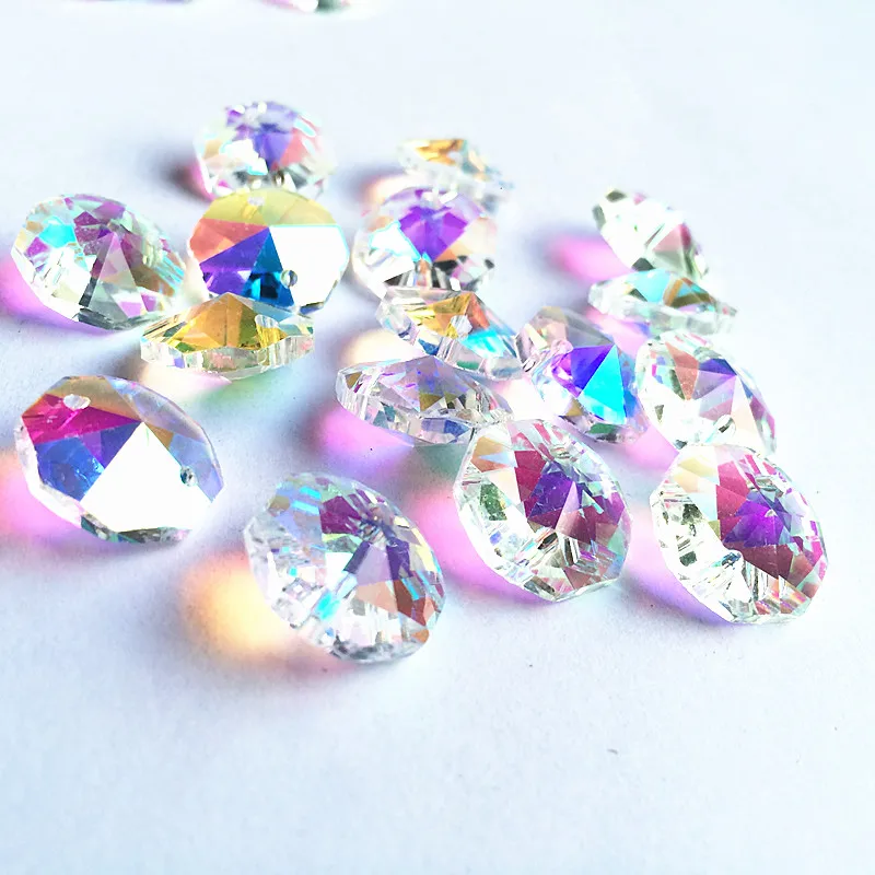 2000 шт. прозрачные кристаллические Восьмиугольные бусины для люстры 14 мм | Лампы и