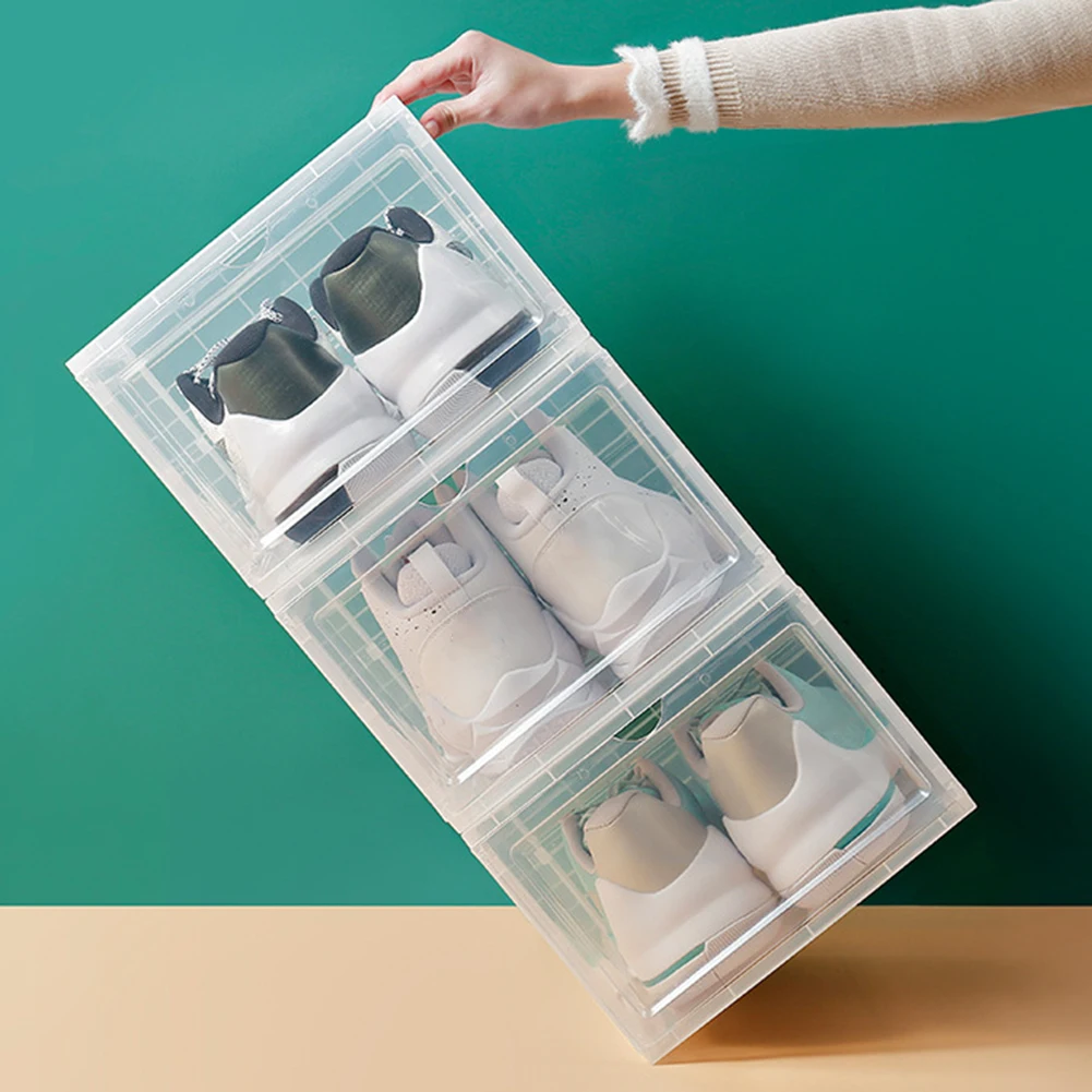 1 шт. пластиковая коробка для обуви прозрачный ящик чехол для защиты обуви от пыли контейнер для хранения стойки
