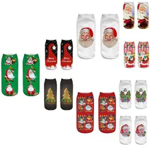 Женские носки, милые повседневные носки для работы и бизнеса, 3d Рождественский мультяшный принт лося, средние спортивные носки, повседневные носки с принтом, забавные носки