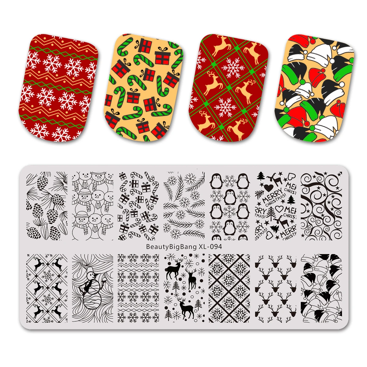 

Nail Stamping Plates Set Beautybigbang 3PCS Winter Theme Snow Deer Flower Image Stainless Steel Nail Art Stamp Template Stencil