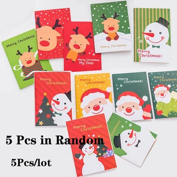 

5 Pcs/lot Random Mini Notebook Korea Stationery Merry Christmas Pocket Notepad Cute Cartoon Mini Notebook