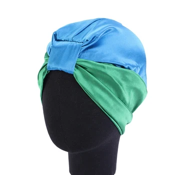

Women's New Silk Night Hat Haircaring Bonnet Hair Cap Muslin Chemotherapy Headband Hijab Double-Layer Stretch Satin Turban