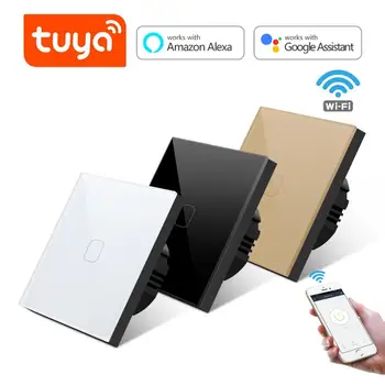 

Tuya Smart Switch Wifi Touch Control Light Switch EU Standard Remote Voice Control Smart Life Work with Alexa Echo Google Home