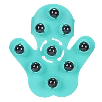 

ELOS-1 Pcs Body Massager Glove Palms Shaped 9 Metal Roller Ball Stress Relief Anti Cellulite