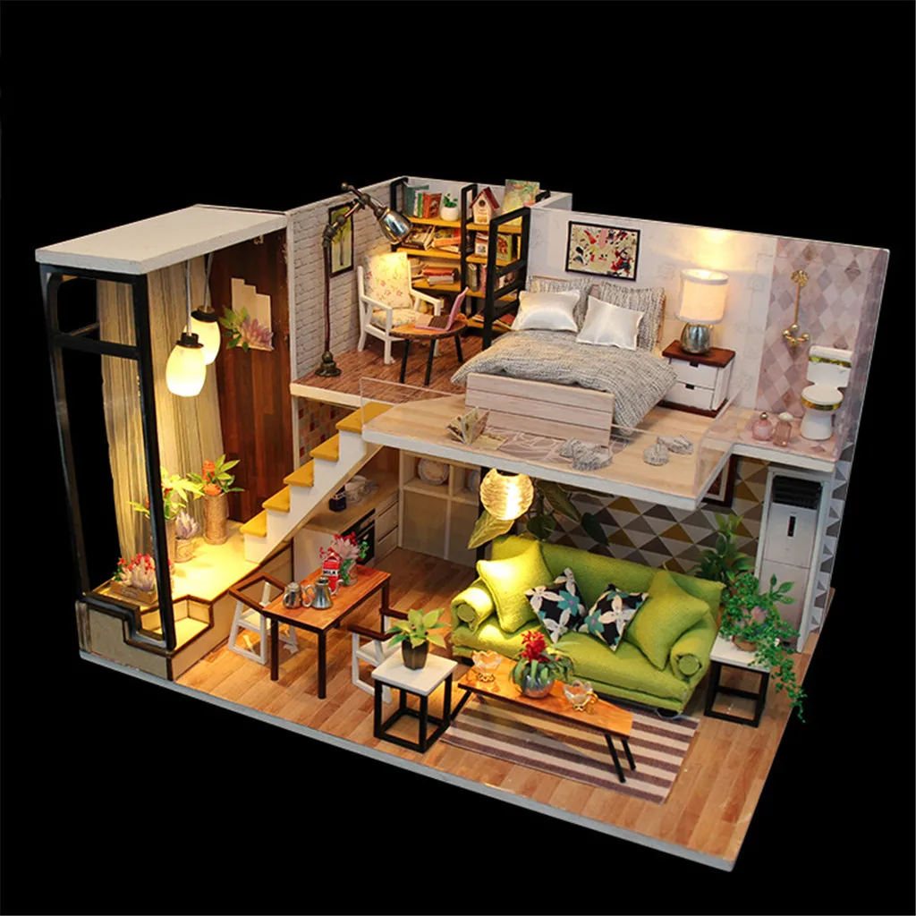 Миниатюрная мебель для скандинавских кукольных домиков Diy 3D Деревянный