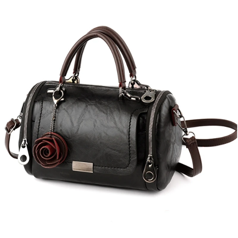

Fashion Women Shoulder Bag with Flower Pendant Ladies Totes Party Purse Boston Handbag Casual Female Messenger Crossbody Bags