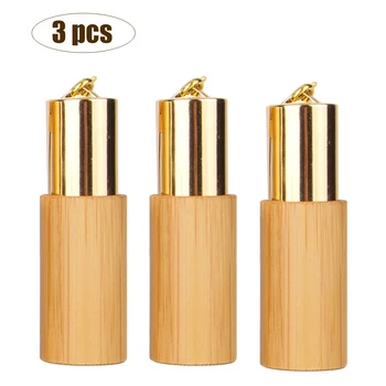 

3pcs/lot 5ML Bamboo Refillable Empty Essential Oil Makeup Roll On Bottle Perfume Aroma Bottle Cosmetic Bottle with Lanyards