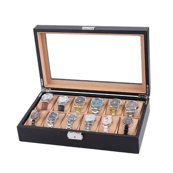 

6/12 Slot Watch Box Carbon Fiber Wrist Watch Display Box Storage Holder Organizer Watch Case Jewelry Dispay Watch Box