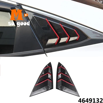 

2016 To 2019 For Honda Civic 10th Gen 4dr Sedan Rear Window Triangle Shutter trim cover-ABS Carbon fibre Car styling accessories