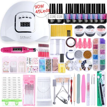 

Super Manicure Set Gel Polish Dryer Acrylic Nail Kit With UV Led Lamp Soak Off Nails Tool Set Electric Handle Accessories NL1582