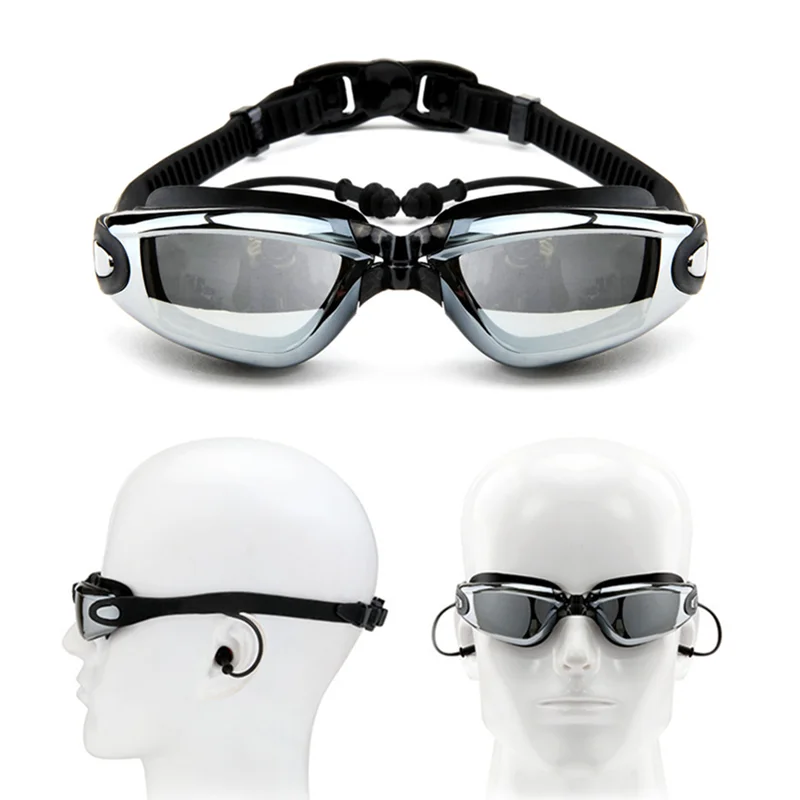 Silicone Swimming Goggles Earplug Swim Cap Bag Adult Pool Glasses anti fog Men Women Optical waterproof Eyewear Swimming Goggles Swimming Cap