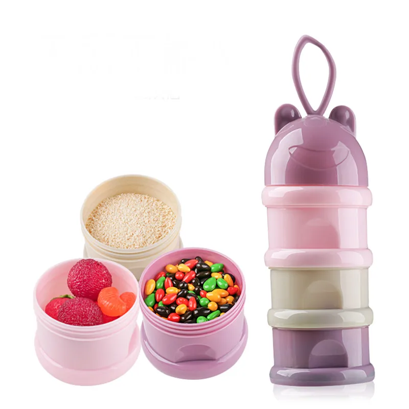 

3 Layer Portable Baby Food Storage Box Essential Cereal Cartoon Milk Powder Boxes Toddle Kids Formula Milk Container