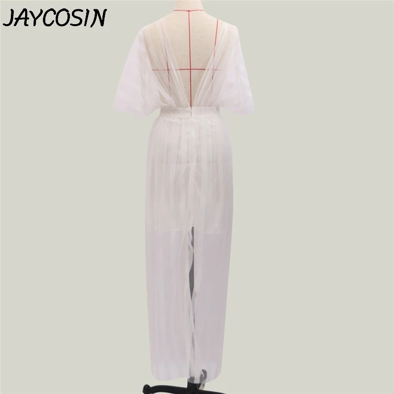 JAYCOSIN женское платье с v-образным вырезом, сексуальное, элегантное, костюм к ужину Половина рукава длинное платье Винтаж кружево драпированные платья Vestidos a1