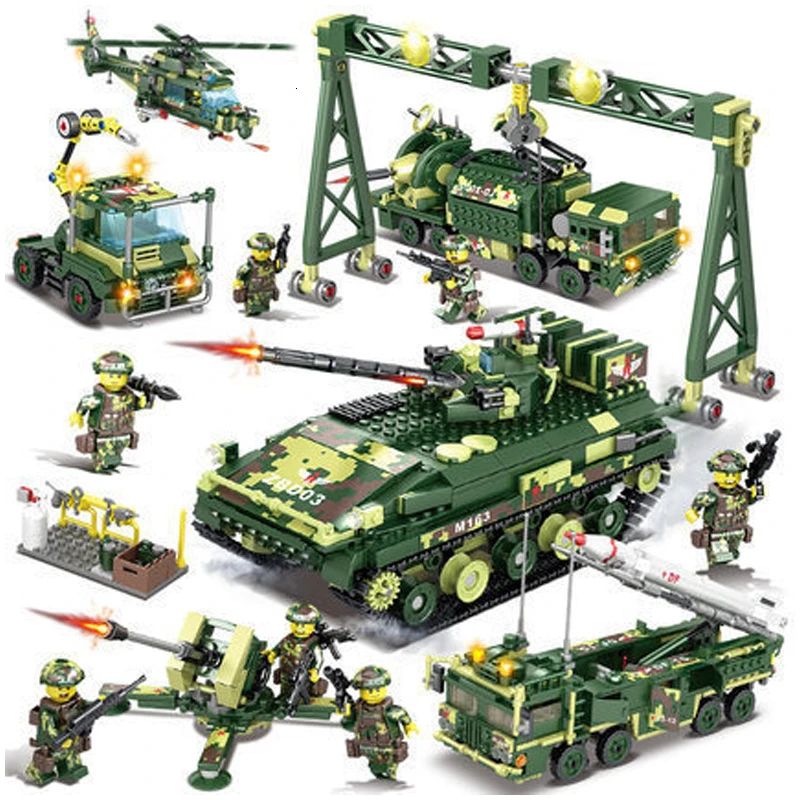 

Tank Excavator Military Missile Vehicle Armed Forces Helicopter Children Beneficial Spelling Insert Toys