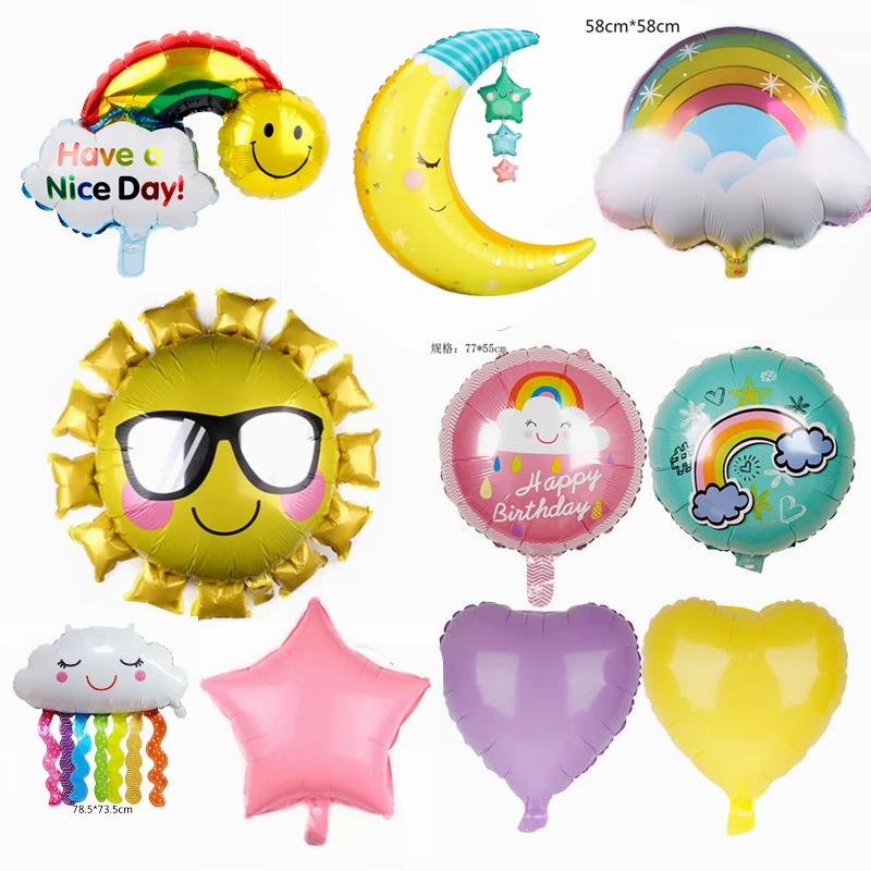 

Femaily NEW smile rainbow cloud foil balloon girl 10 years old happy birthday party balloons Kindergarten kids toy decoration