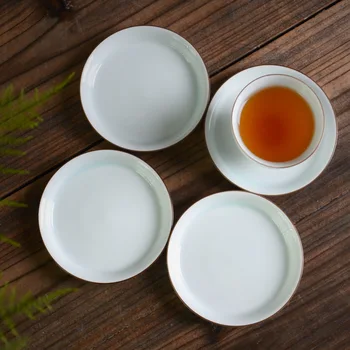 

Jindezhen Cup Support Saucer Kung Fu Tea Have Glass Tablemat Tea Ceremony Parts Teacup Base Ceramics The Saucer Tea Pad
