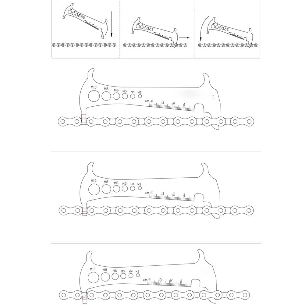 3 в 1 велосипедная цепь из нержавеющей стали Checker велосипед из нержавеющей стали индикатор цепи крюк болт измерение для 8 9 10 11 скоростей S24