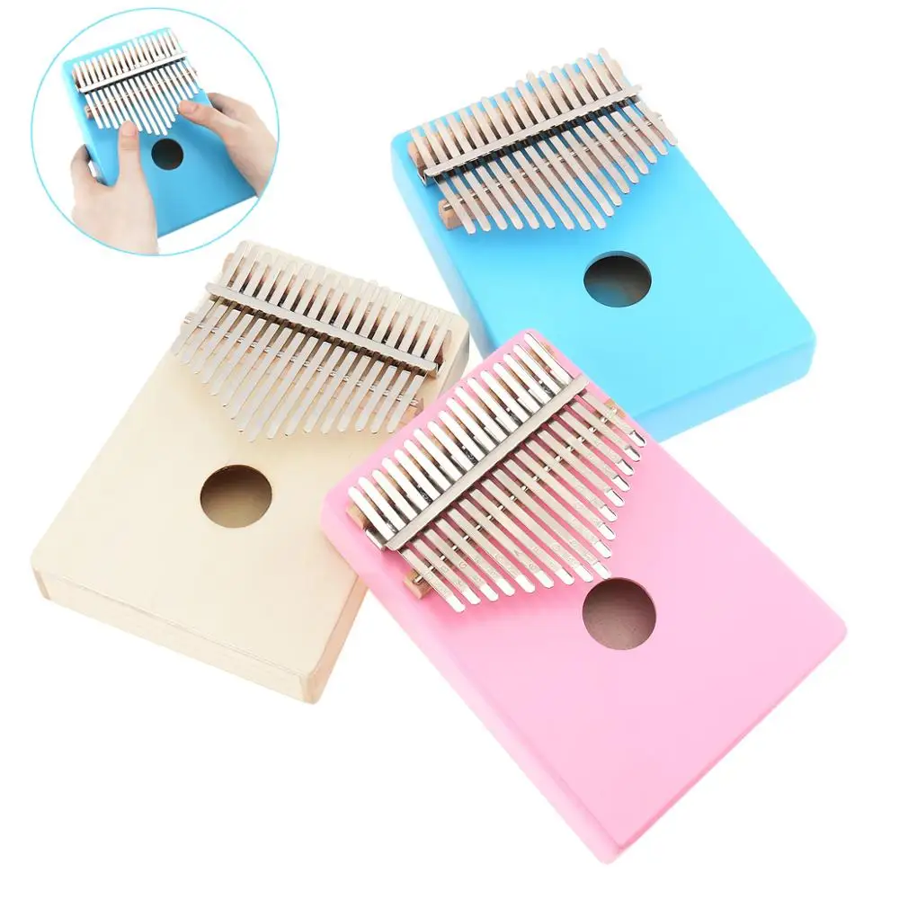 

High Quality Portable 17 Keys Thumb Piano Kalimba Single Board Pine Mbira Mini Keyboard Instrument Pink Blue Wood Optional