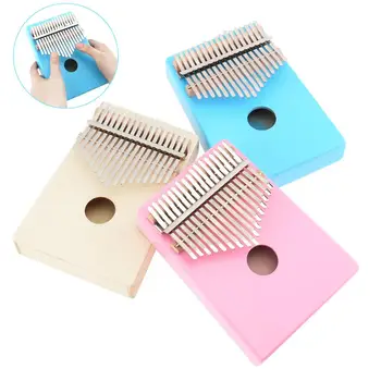 

High Quality Portable 17 Keys Thumb Piano Kalimba Single Board Pine Mbira Mini Keyboard Instrument Pink Blue Wood Optional