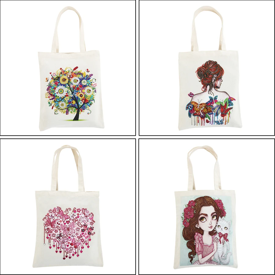 Сумка для алмазной живописи «сделай сам», ручная работа, подарок, дерево, Бабочка, девочка, принцесса, узор, Складная Ткань, экологически чистая сумка для покупок