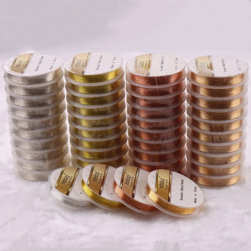 

0.3-1mm Beading Golden Silver Plated Copper Cord String Thread Metal Wire for Necklace Bracelet Accessories DIY Jewelry Making