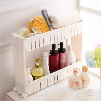 

Mobile Shelving Unit Organizer with 3 Large Storage Baskets, Slim Slide Out Q0KA