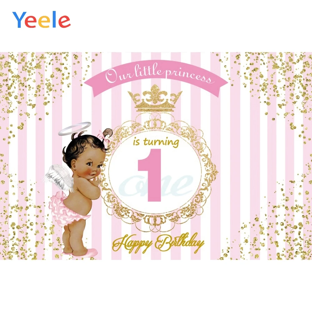 Yeele Baby 1st Birthday Backdrop Girl Princess Baby Shower Золотая Корона розовая пользовательская фотография Виниловый фон для фотостудии