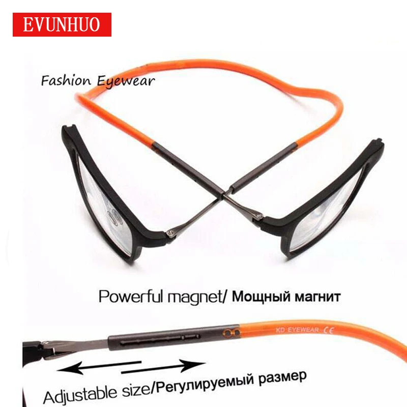 

Upgraded Titanium Magnetic Reading Glasses Men Adjustable Hanging Neck Folding Glasses Thin Front Connect Magnetic Eyeglass 1-4