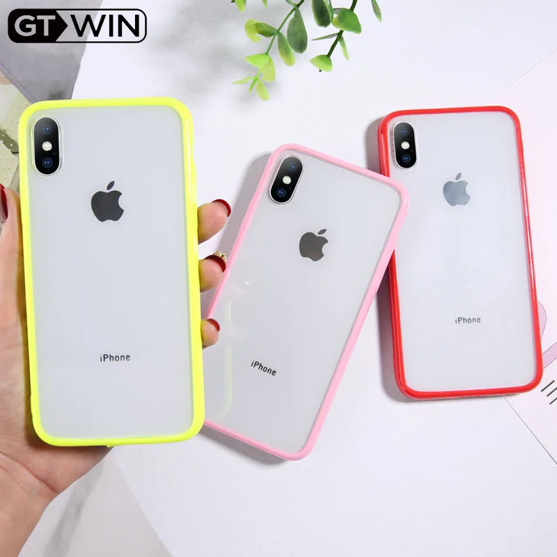 GTWIN Прозрачный Простой карамельный цвет чехол для телефона для iphone 11 Pro X XR XS Max 6 6S 7 8 Plus прозрачный ТПУ акриловый задний Чехол