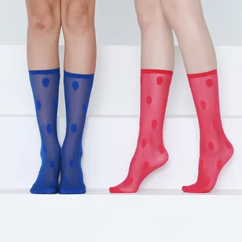 

Funny Fluorescent Socks Women Summer Breathable Ultra-Thin Crystal Socks Female Polka Dot Sheer Mesh Socks Hosiery Calcetines