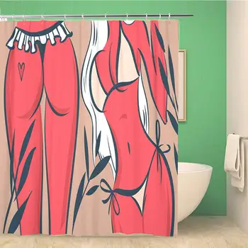 

Bathroom Shower Curtain Demon Sexy Devils Girls in Bikini Faceless Composition Erotic Adult Polyester Fabric 72x78 inches