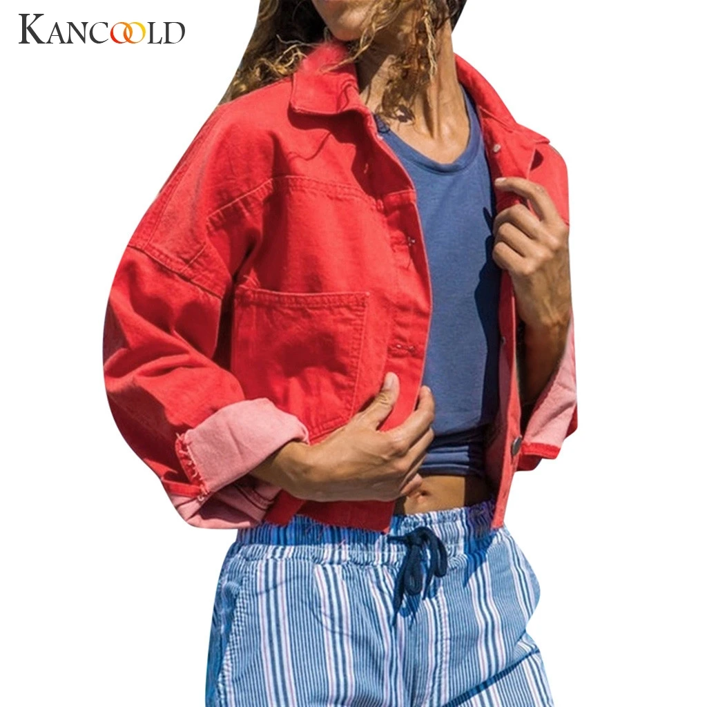 wonderful  KANCOOLD 2019 Autumn Long Sleeves Solid Jacket Women New Fashion Cardigan Coat Stand-collar Cotton 
