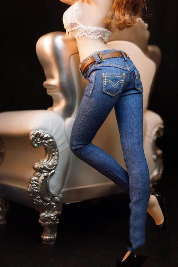 escala figura feminina roupas jeans magros das mulheres para polegada phicen boneca jiaoudol figura de ação acessórios